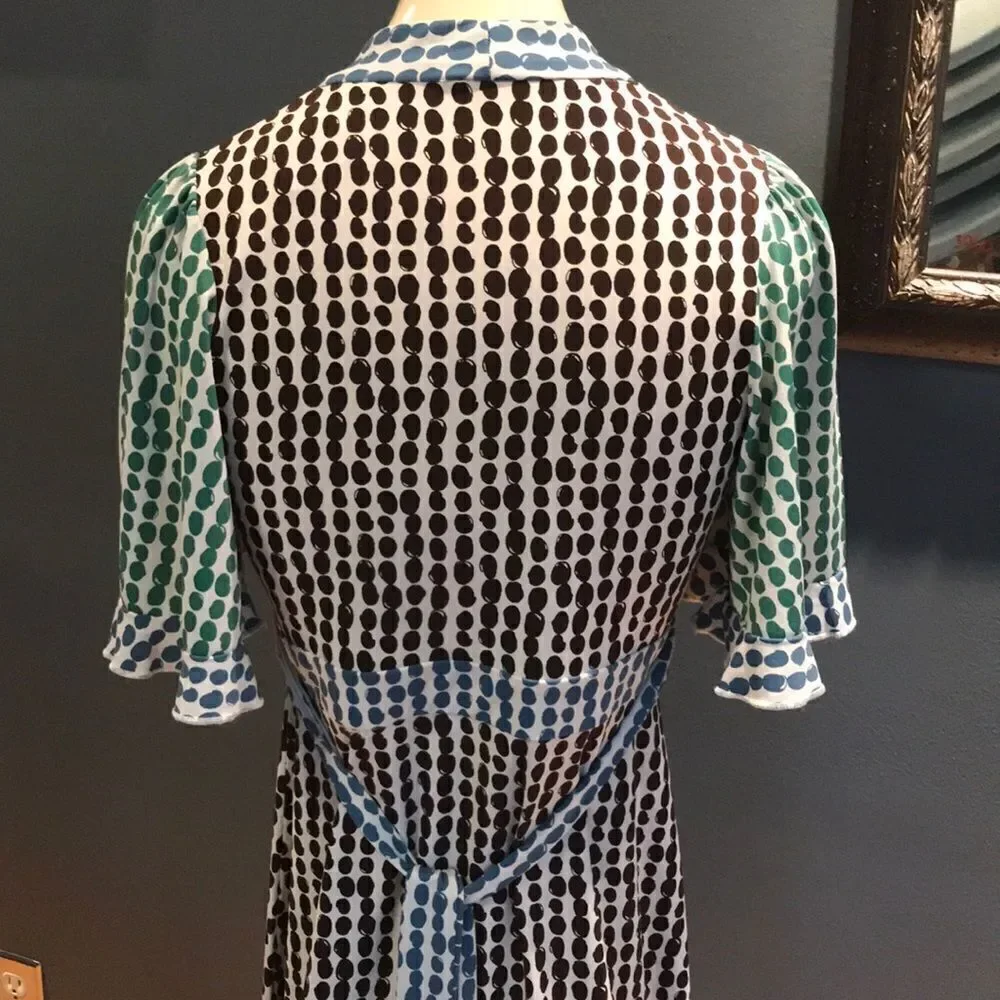 BCBGMAXAZRIA green/brown/blue print stretch dress - Picture 6 of 8